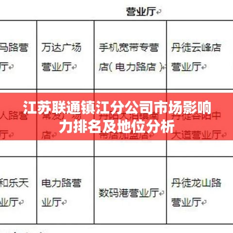 江苏联通镇江分公司市场影响力排名及地位分析