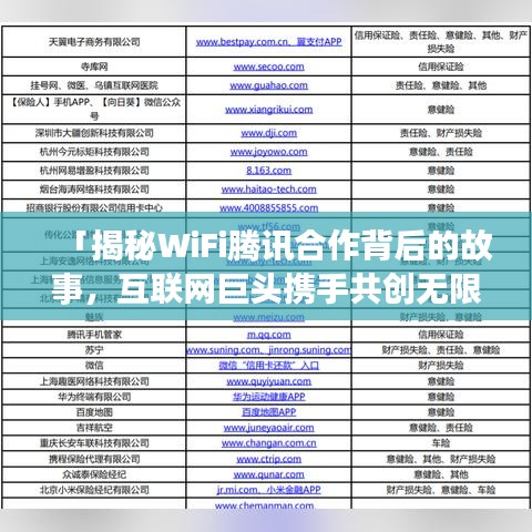 「揭秘WiFi腾讯合作背后的故事,互联网巨头携手共创无限可能!」