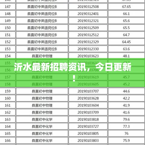 沂水最新招聘资讯，今日更新！