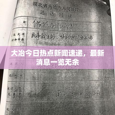 大冶今日热点新闻速递，最新消息一览无余